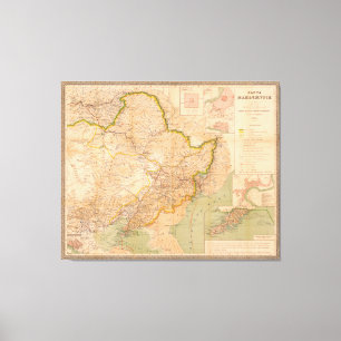 Impressão Em Tela Mapa da Manchúria, China (1901)