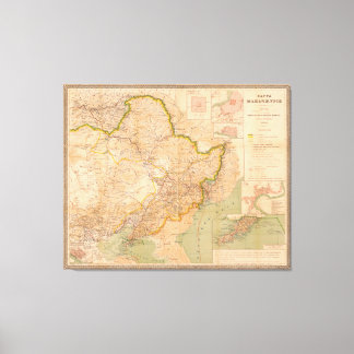 Impressão Em Tela Mapa da Manchúria, China (1901)