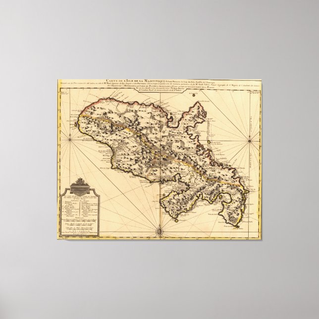 Impressão Em Tela Mapa da Martinica (1742) 2 (Frente)