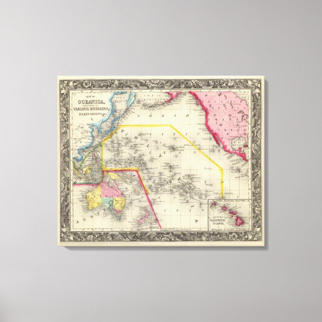 Impressão Em Tela Mapa Da Oceânica (Frente)