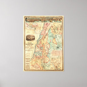 Impressão Em Tela Mapa da Palestina e de todas as terras Bíblias