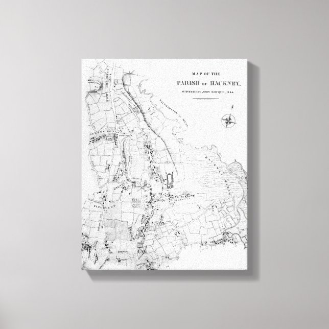 Impressão Em Tela Mapa da Parish de Hackney (Frente)