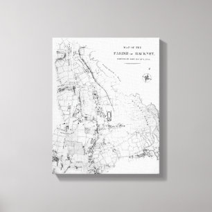 Impressão Em Tela Mapa da paróquia de Hackney