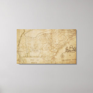 Impressão Em Tela Mapa da parte do sudeste de America do Norte, 172