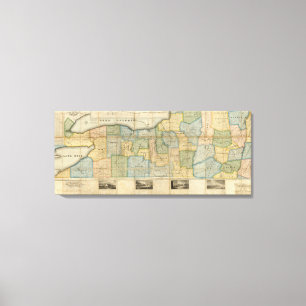 Impressão Em Tela Mapa da parte ocidental do estado de New York