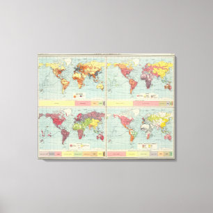 Impressão Em Tela Mapa da população de mundo