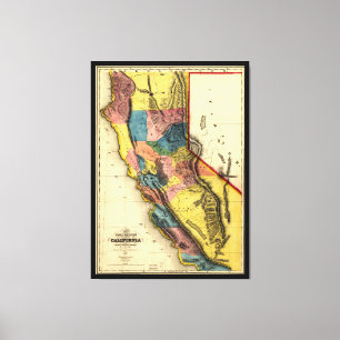 Impressão Em Tela Mapa da região Dourado em Califórnia (1851)