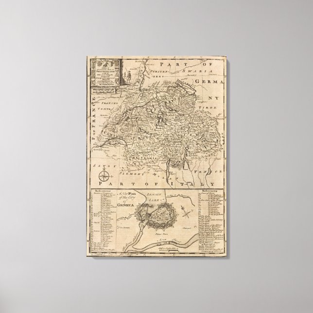 Impressão Em Tela Mapa da Suiça (Frente)