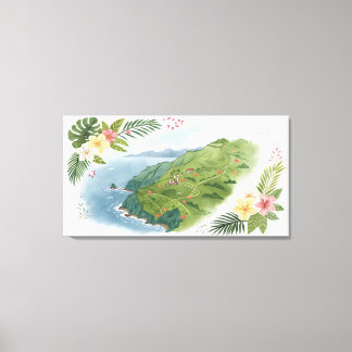 Impressão Em Tela Mapa da Trilha de Lua de Mel Tropical em Arte Impr