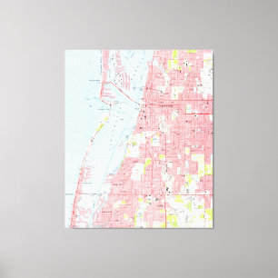 Impressão Em Tela Mapa da Vintage da Clearwater Florida (1974)