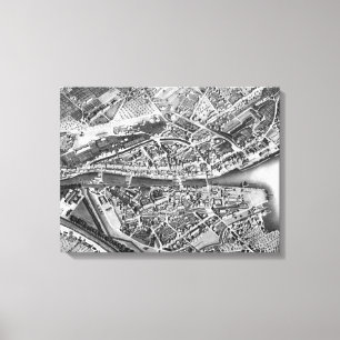 Impressão Em Tela Mapa da Vintage da Suiça de Zurique (1850)