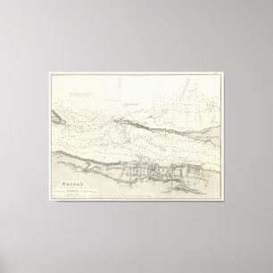 Impressão Em Tela Mapa da Vintage de Nassau Bahamas (1884)