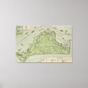 Impressão Em Tela Mapa da Vintage do Vineyard Marthas (1913)