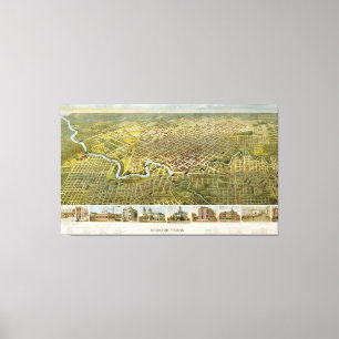 Impressão Em Tela Mapa da Vintage em Houston Texas (1891)