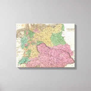 Impressão Em Tela Mapa da Vintage na Alemanha (1827)