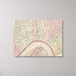 Impressão Em Tela Mapa da Vintagem de Nova Orleans (1880)