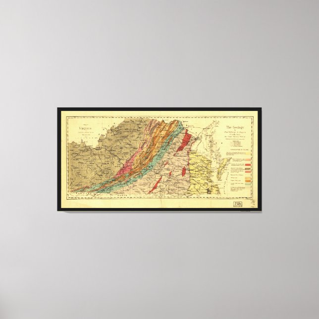 Impressão Em Tela Mapa da Virgínia por Jedediah Hotchkiss (1874) (Frente)