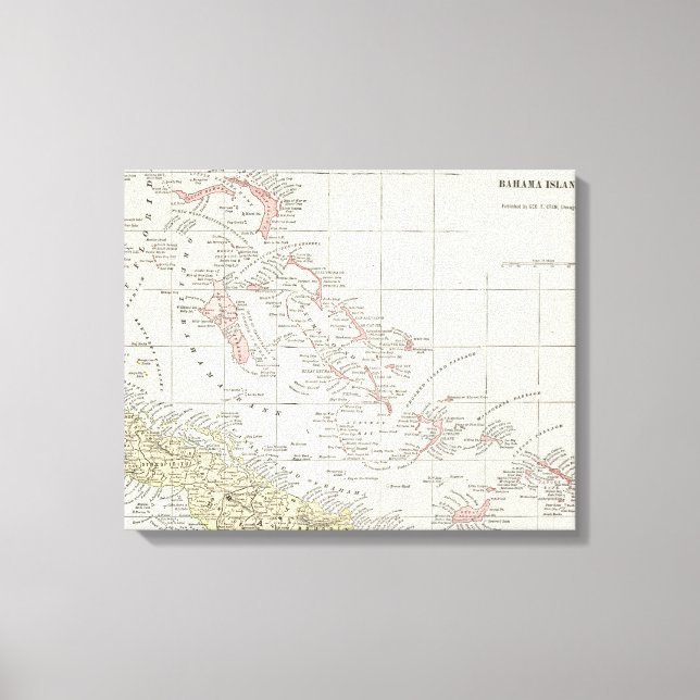 Impressão Em Tela Mapa das Bahamas (1901) (Frente)