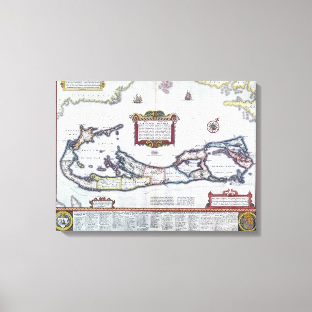 Impressão Em Tela Mapa das Bermudas (Frente)