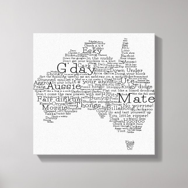 Impressão Em Tela mapa das gírias australianas (Frente)
