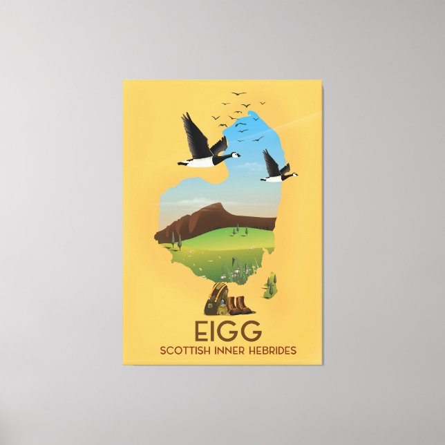 Impressão Em Tela Mapa das Hébridas Internas Escocesas Eigg (Frente)