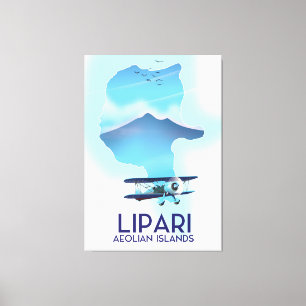 Impressão Em Tela Mapa das Ilhas Lipari Aeolian