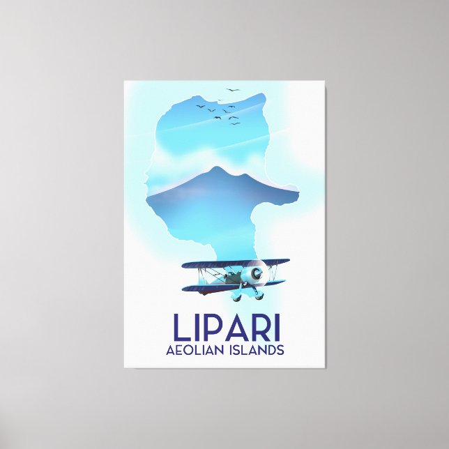 Impressão Em Tela Mapa das Ilhas Lipari Aeolian (Frente)