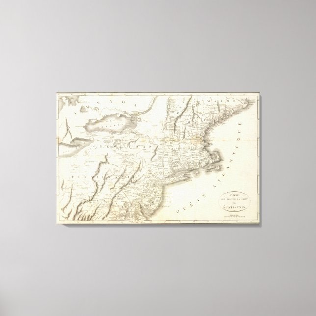 Impressão Em Tela Mapa das províncias dos Estados Unidos (Frente)