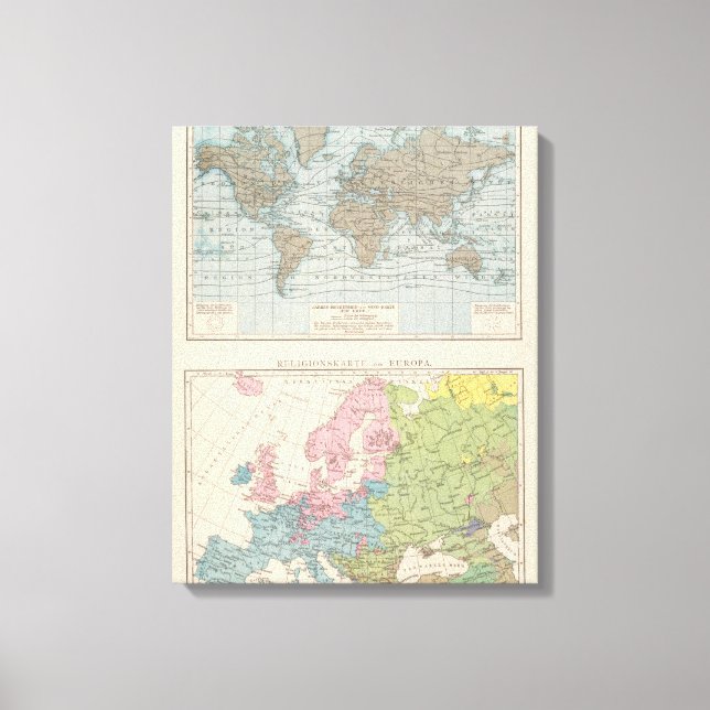 Impressão Em Tela Mapa das Religiões na Europa (Frente)