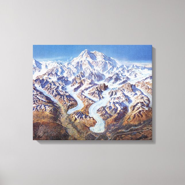 Impressão Em Tela Mapa de Alivios do Parque Nacional Vintage Denali (Frente)