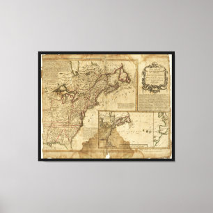 Impressão Em Tela Mapa de América adiantada (1780)