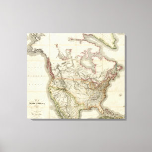 Impressão Em Tela Mapa de America do Norte