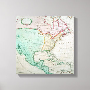 Impressão Em Tela Mapa de America do Norte