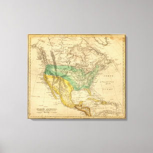 Impressão Em Tela Mapa de America do Norte por Worcester