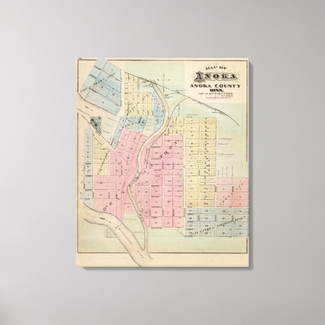 Impressão Em Tela Mapa de Anoka, Condado de Anoka, Minnesota (Frente)