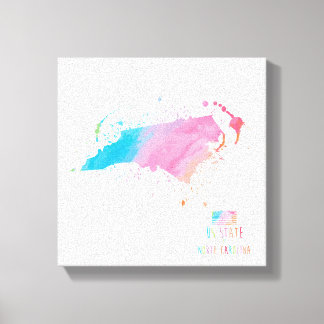 Impressão Em Tela Mapa de Aquarela | Carolina do Norte