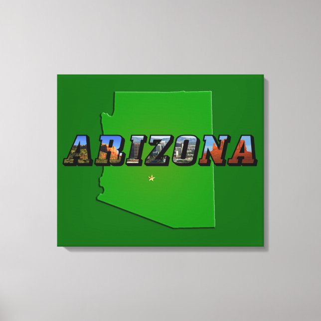 Impressão Em Tela Mapa de arizonas e Texto de Imagem (Frente)