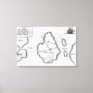 Impressão Em Tela Mapa de Atlantis, 'de Mundus Subterraneus