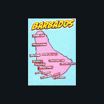 Impressão Em Tela Mapa de Barbados Ilustrado de pop Art<br><div class="desc">Um mapa do estilo pop de Barbados com um fundo azul brilhante e um padrão pontilhado.</div>