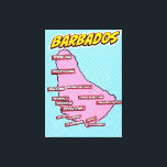 Impressão Em Tela Mapa de Barbados Ilustrado de pop Art<br><div class="desc">Um mapa do estilo pop de Barbados com um fundo azul brilhante e um padrão pontilhado.</div>