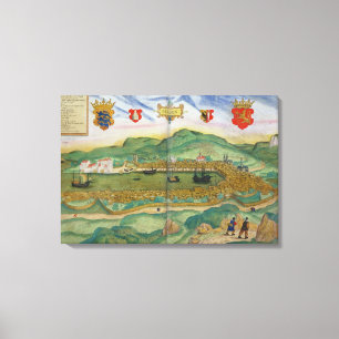 Impressão Em Tela Mapa de Bergen, de "Civitates Orbis Terrarum"