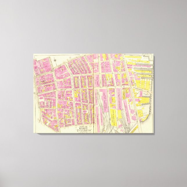 Impressão Em Tela Mapa de Boston 3 (Frente)