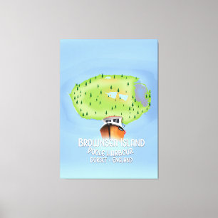 Impressão Em Tela Mapa de Brownsea Island, Poole, dorset, Inglaterra