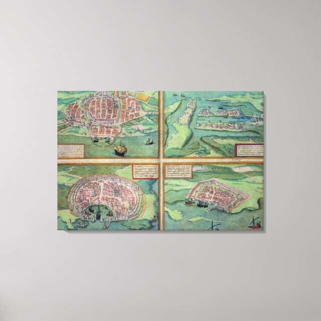 Impressão Em Tela Mapa de Calais, Malta, Rodes e Famagusta, de (Frente)