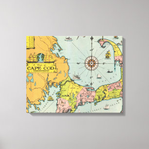 Impressão Em Tela Mapa de Cape Cod do vintage