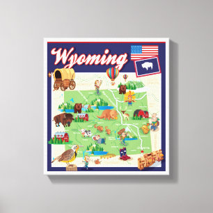 Impressão Em Tela Mapa de Cartoons do Wyoming