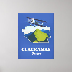 Impressão Em Tela Mapa de Clackamas Oregon EUA