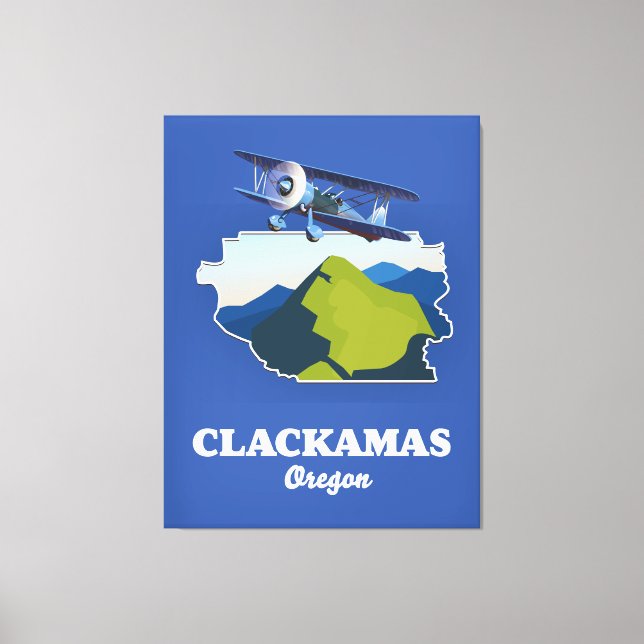 Impressão Em Tela Mapa de Clackamas Oregon EUA (Frente)