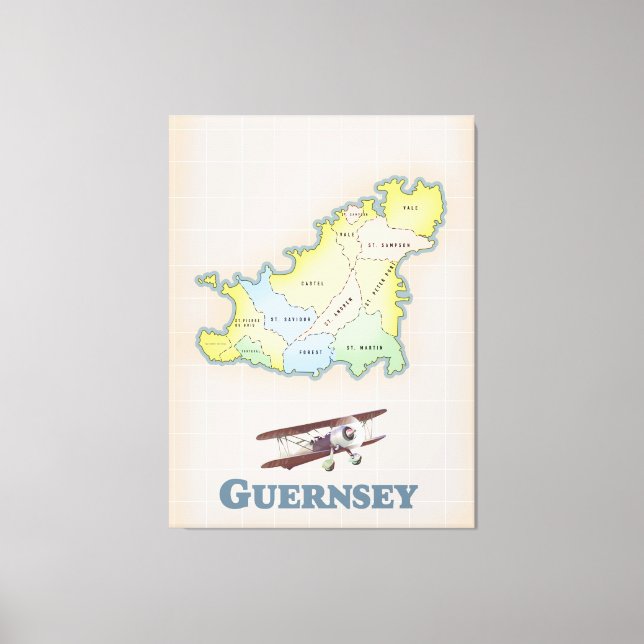 Impressão Em Tela Mapa de colheita de Guernsey (Frente)