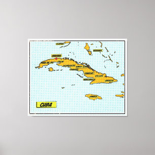 Impressão Em Tela Mapa de Cuba de Quadrinhos Antigos